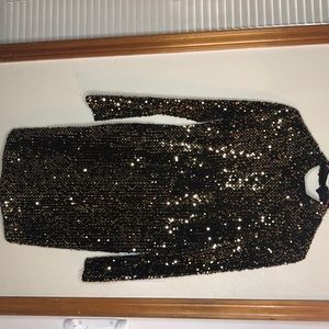 Gold and black sequin dress